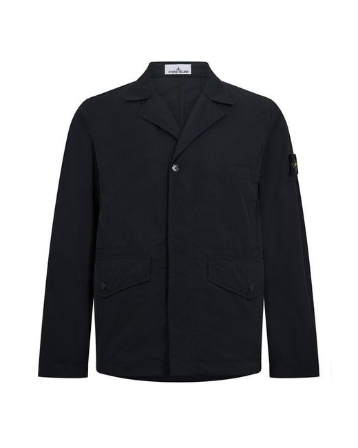 Stone Island Blue Micro T Blazer Overshirt for men