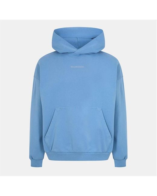 Balenciaga Blue Relaxed Fit Pull Over Hoodie for men