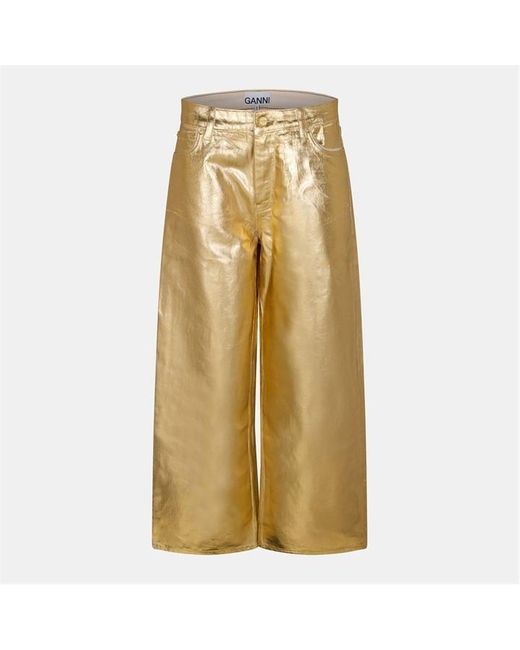 Ganni Natural Foil Jn Wide Leg Jeans