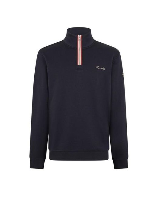 Moncler Blue 1/4 Zip Fleece for men