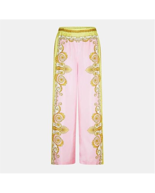 Versace Pink Barocco Silk Trousers