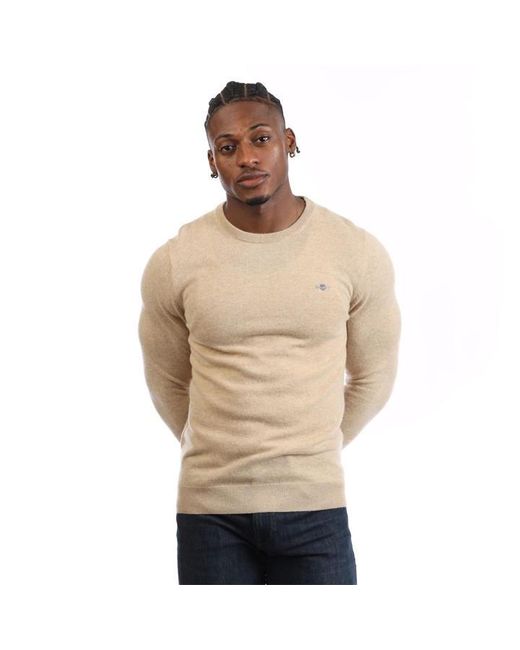 Gant Natural Lambswool Blend Crewneck Sweater for men
