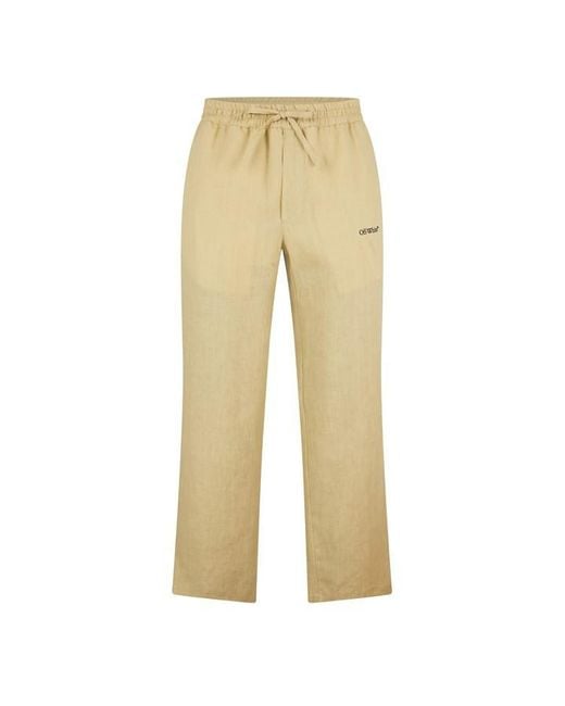 Off-White c/o Virgil Abloh Natural Linen Lightweight Breathable Trousers for men