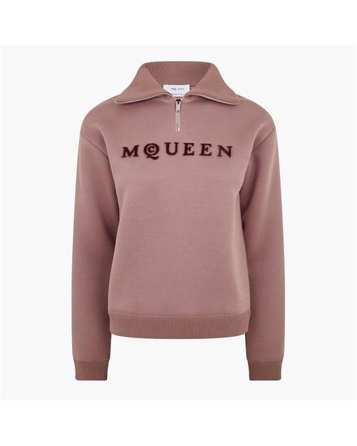 McQueen Pink Logo Half-Zip Sweater
