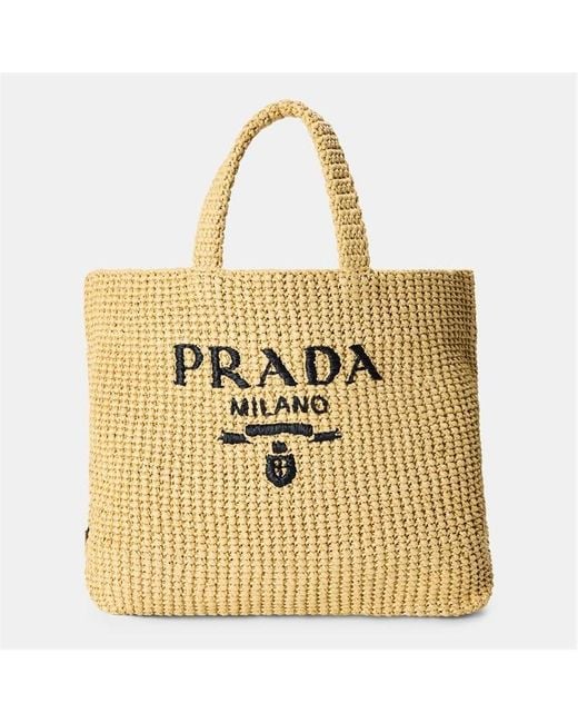 Prada Metallic Large Crochet Straw Bag