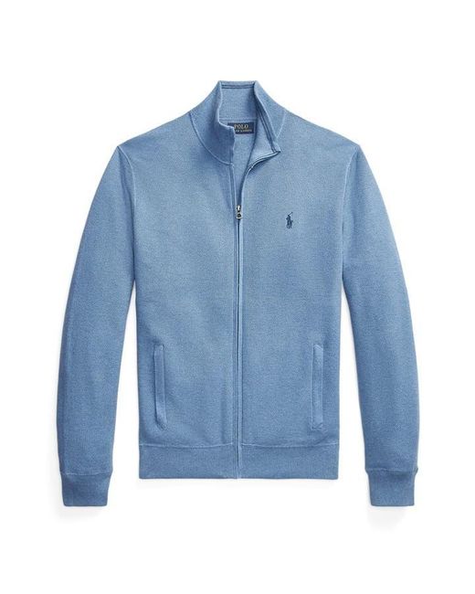 Polo Ralph Lauren Blue Mesh-knit Cotton Full-zip Sweatshirt for men