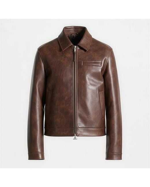 Manière De Voir Brown Laurent Vintage Leather Jacket for men