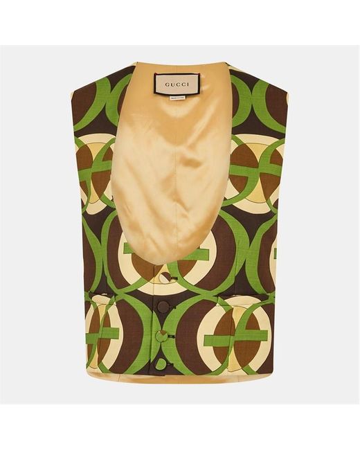 Gucci Green Pattern Waistcoat for men