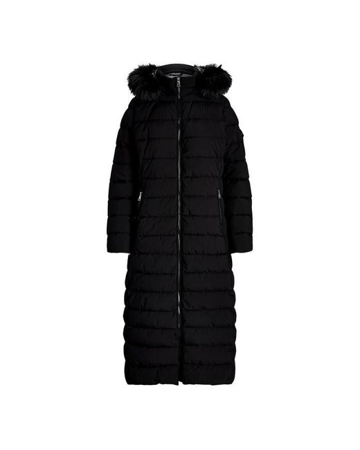 Ralph Lauren Black Water Resistant Faux Fur Hood Long Puffer Jacket