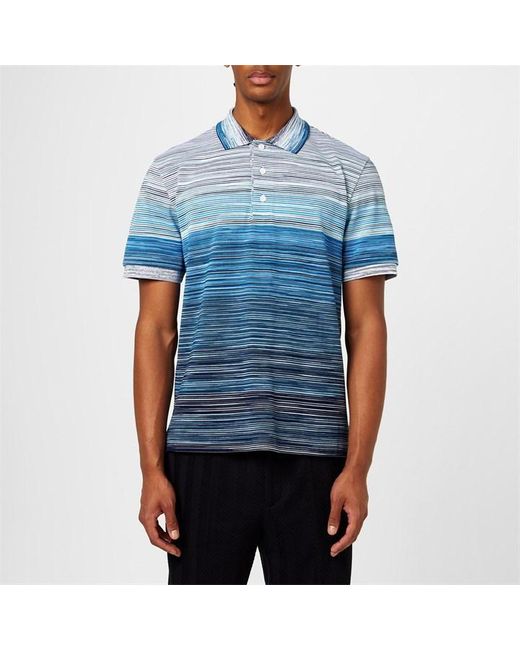 Missoni Blue Short-sleeved Polo Shirt for men