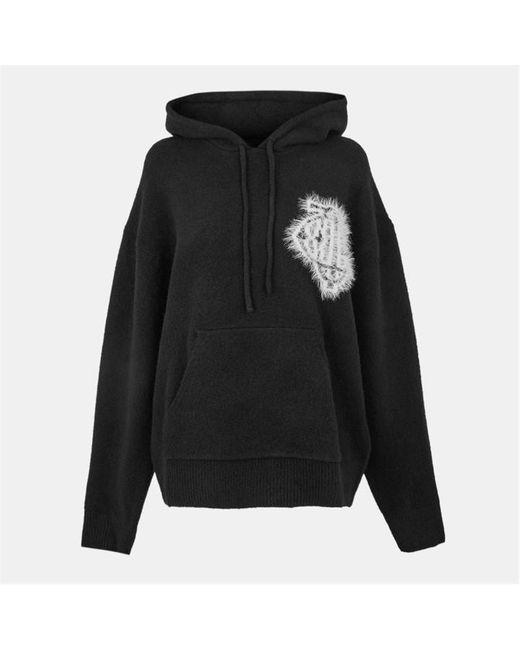 The Couture Club Black Fluffy Knitted Hoodie