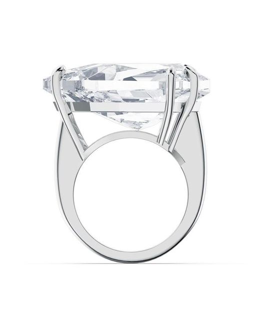 Swarovski Metallic Mesmera Cocktail Ring, Trilliant Cut, White, Rhodium Plated