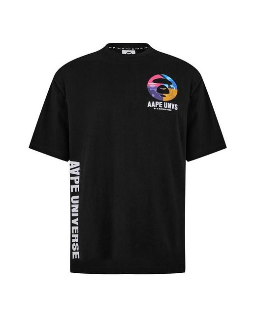 Aape Black Universe Bones T-shirt for men