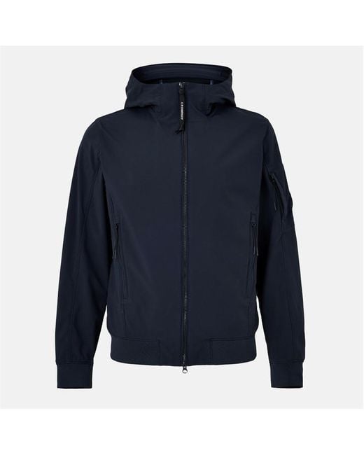 C P Company Blue Lens Windproof Hooded Long Sleeve Softshell Jacket for men