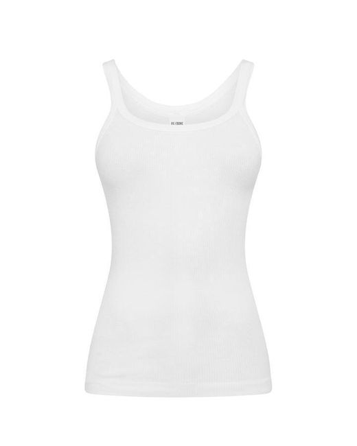 Re/done White Ribbed Tank