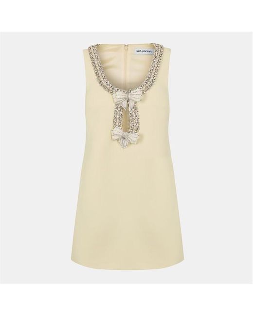 Self-Portrait Natural Bow Mini Dress