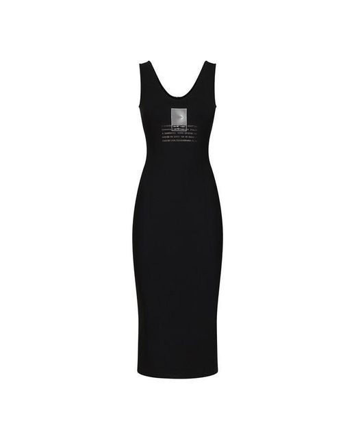 Dolce & Gabbana Black Dg Vib3 Sleeveless Stretch Jersey Midi Dress