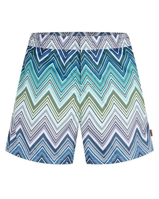 Missoni Blue Swimming Trunks With Large Zigzag Print for men