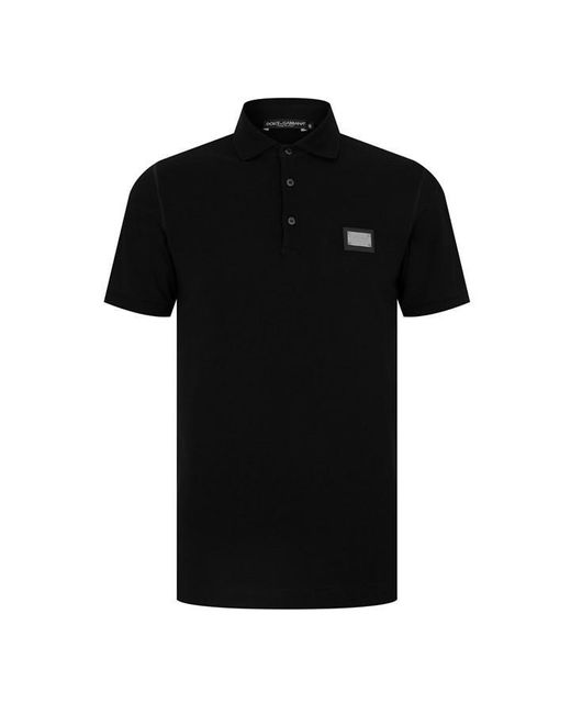 Dolce & Gabbana Black And Cotton Piqué Polo Shirt for men
