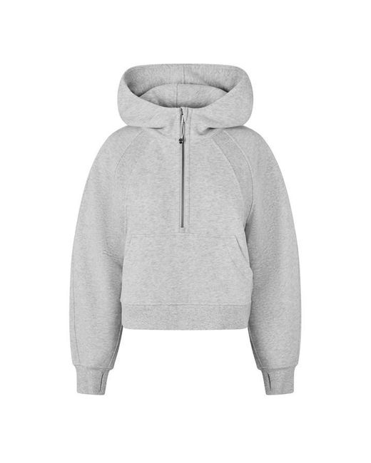 lululemon athletica Gray Logo Cotton Oversized Zipped Hoodie