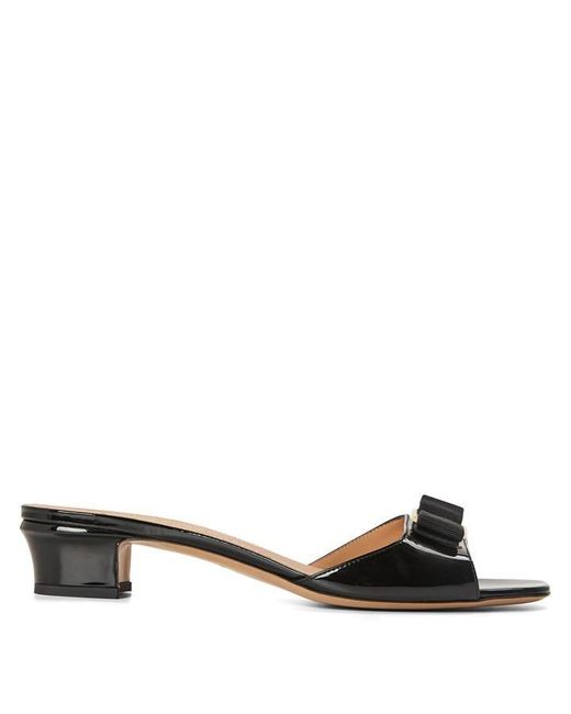 Ferragamo Black Vanilla Block Heel Court Shoes