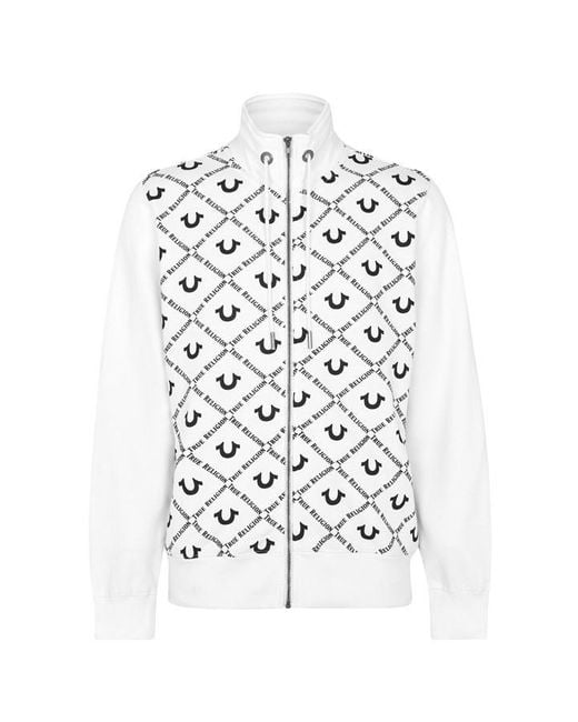 True Religion White Track Fleece Top for men
