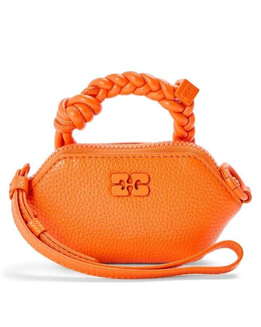 Ganni Orange Bou Bag Croco Top Handle