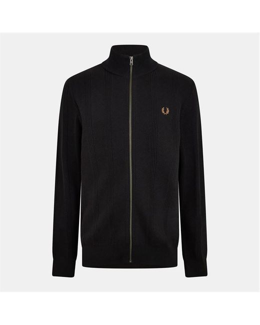 Fred Perry Natural Textured Full-Zip Knitted Top for men