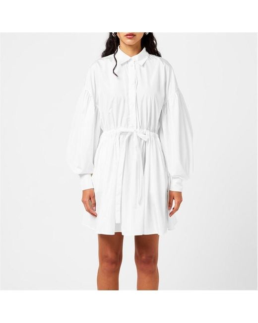 MSGM White Button-Front Shirt Mini Dress