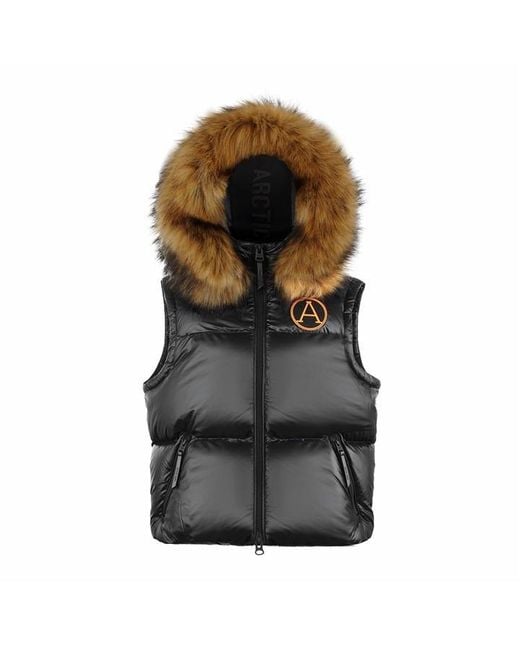 ARCTIC ARMY Black Puffer Hooded Zip Gilet