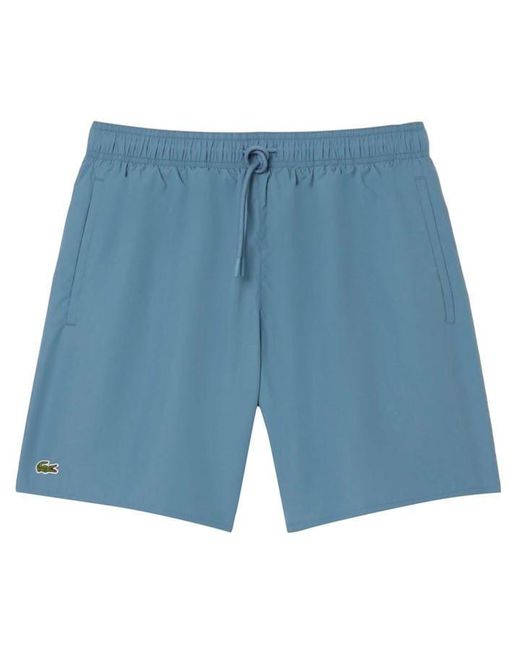 Lacoste White Mid-Length Monochrome Swim Trunks