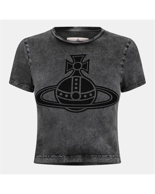 Vivienne Westwood Gray Viv Paris Fitted Cropped Baby Tee