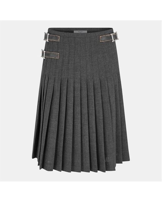 Prada Gray Tailored Midi Skirt