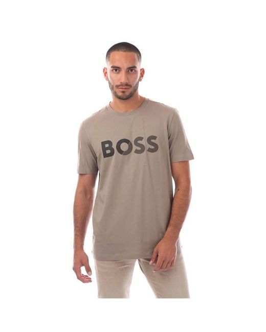 Boss Brown Large Logo T-Shirt for men