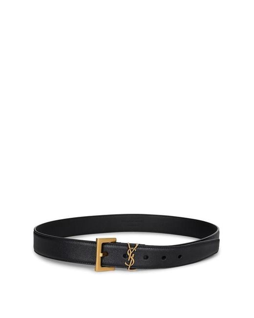 Saint Laurent Black Smooth Cassandre Belt