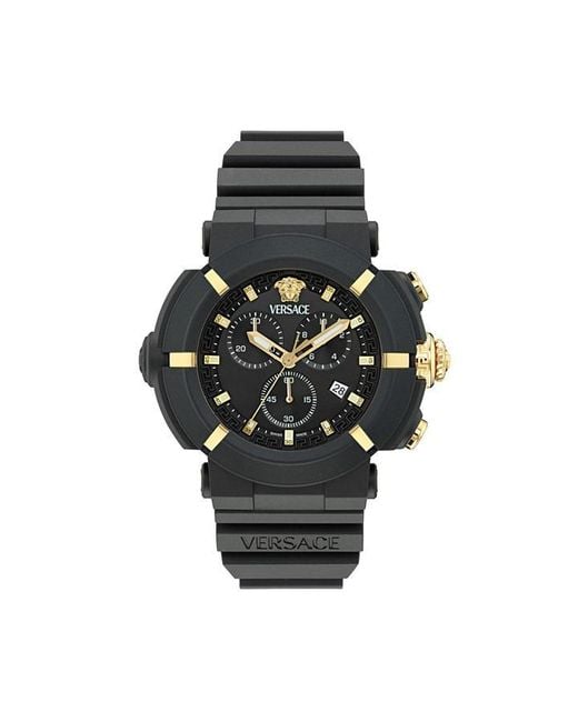 Versace Black Real Active Chronograph Bracelet Watch, 45Mm for men