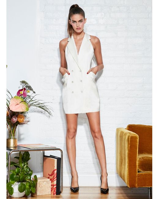 white tuxedo mini dress