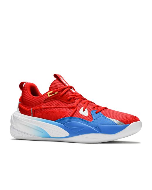 puma red blue yellow shoes