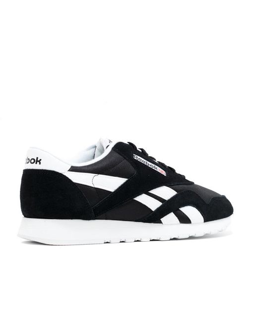 reebok classic black and white nylon