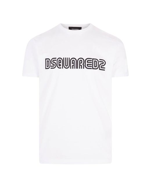 FABRIX1 Dsquared2 D2 Outline Cool T-shirt in White for Men | Lyst