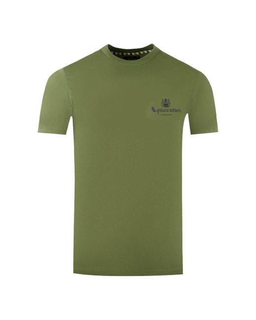 Aquascutum London Aldis Brand Logo On Chest Army Green T-shirt for Men ...