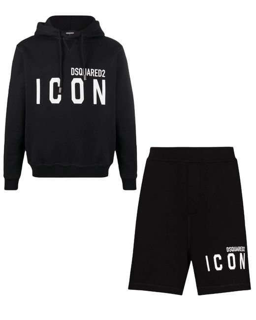DSquared² Cotton Icon Hoodie/short Set in Black for Men - Save 6% | Lyst