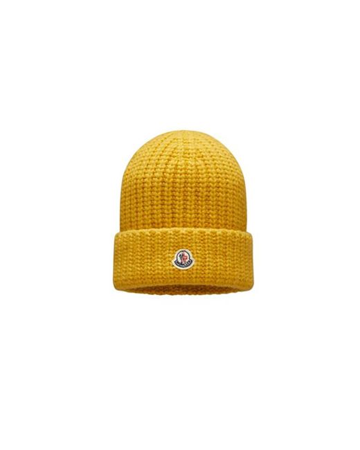 FABRIX1 Moncler Berretto Tricot Rib-knit Beanie In Yellow | Lyst