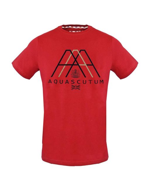 Aquascutum Cotton Triple A Logo Red T-shirt for Men | Lyst