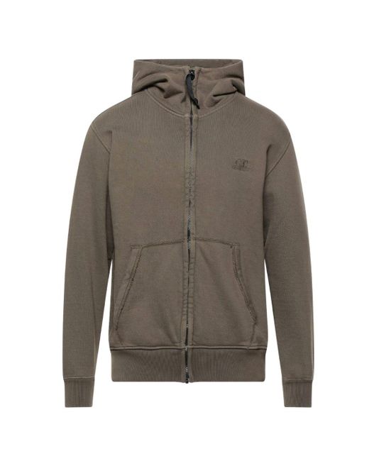 C.P. Company Faded Green Zip Hoodie in Gray for Men | Lyst