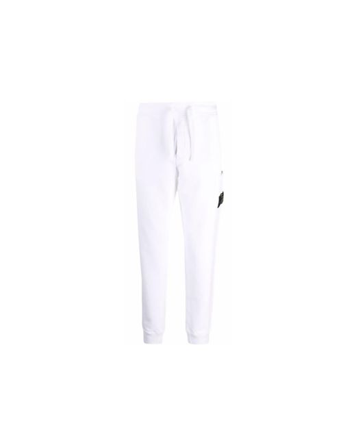 Stone Island Cotton Logo Badge Tracksuit Bottoms In White for Men - Lyst