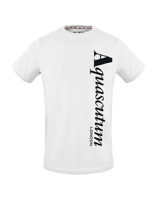 Aquascutum Cotton Vertical Logo White T-shirt for Men | Lyst
