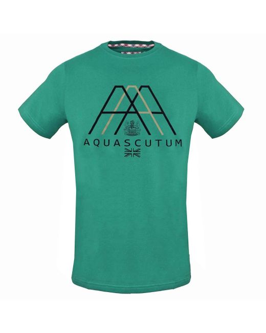 Aquascutum Cotton Triple A Logo Green T-shirt for Men | Lyst