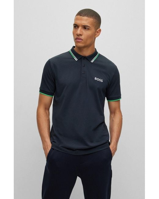 BOSS by HUGO BOSS Cotton-blend Polo Shirt In Navy Blue in Black for Men |  Lyst UK
