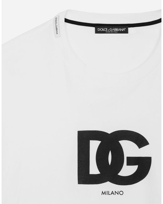 Dolce & Gabbana Dg Milano Logo Print T-shirt In White for Men | Lyst UK